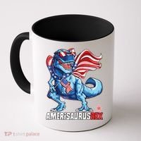 Dinosaur 4th Of July Amerisaurus T Rex Funny Coffee Mug thumb 0