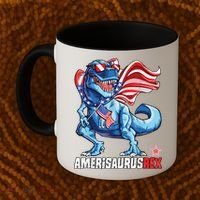 Dinosaur 4th Of July Amerisaurus T Rex Funny Coffee Mug thumb 2