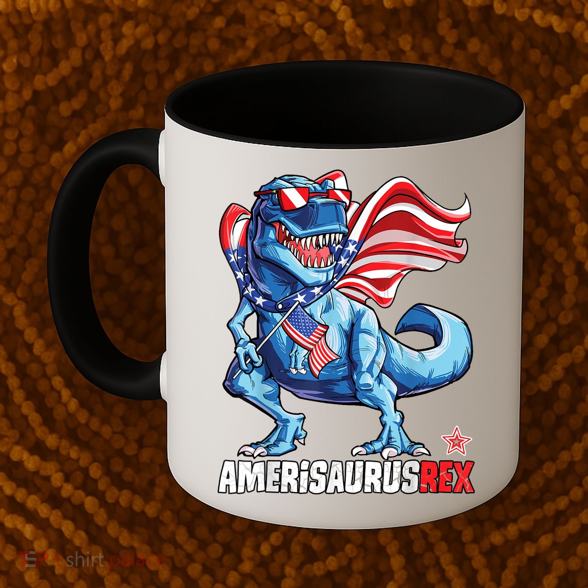 Dinosaur 4th Of July Amerisaurus T Rex Funny Coffee Mug