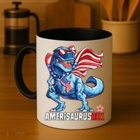 Dinosaur 4th Of July Amerisaurus T Rex Funny Coffee Mug thumb 4
