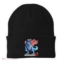 Dinosaur 4th Of July Amerisaurus T Rex Funny Beanie thumb 0