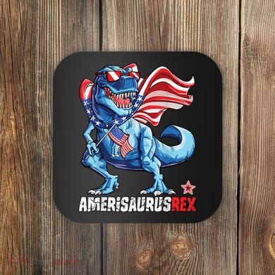Dinosaur 4th Of July Amerisaurus T Rex Funny Coaster