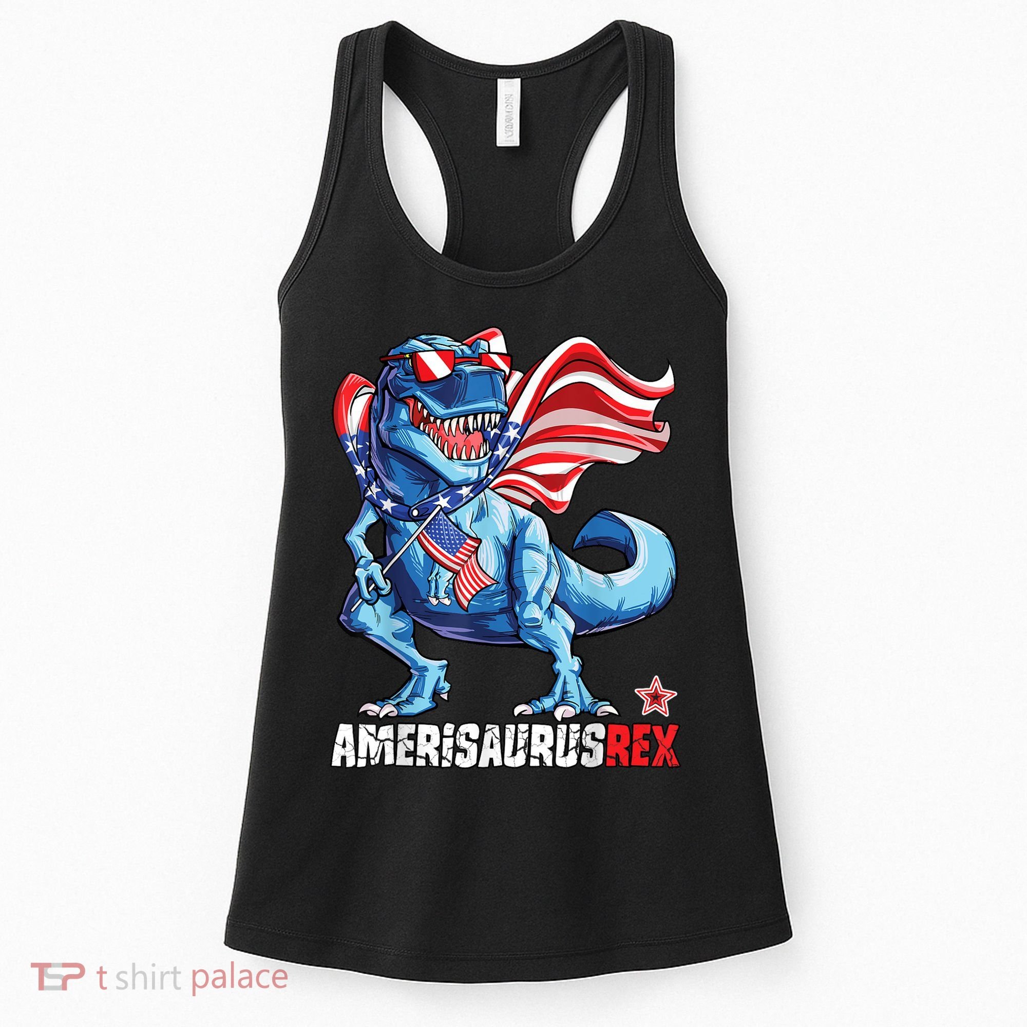 Dinosaur 4th Of July Amerisaurus T Rex Funny Women's Tank Top
