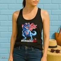 Dinosaur 4th Of July Amerisaurus T Rex Funny Women's Tank Top thumb 2