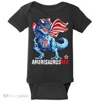 Dinosaur 4th Of July Amerisaurus T Rex Funny Baby Bodysuit thumb 0