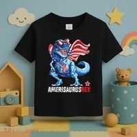 Dinosaur 4th Of July Amerisaurus T Rex Funny Toddler T-Shirt thumb 3