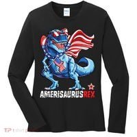 Dinosaur 4th Of July Amerisaurus T Rex Funny Women's Long Sleeve Shirt thumb 0