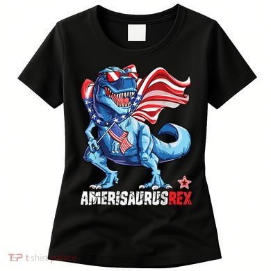 Dinosaur 4th Of July Amerisaurus T Rex Funny Women's T-Shirt