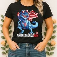 Dinosaur 4th Of July Amerisaurus T Rex Funny Women's T-Shirt thumb 2