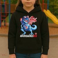 Dinosaur 4th Of July Amerisaurus T Rex Funny Kids Hoodie thumb 3