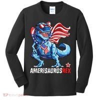 Dinosaur 4th Of July Amerisaurus T Rex Funny Kids Long Sleeve Shirt thumb 0