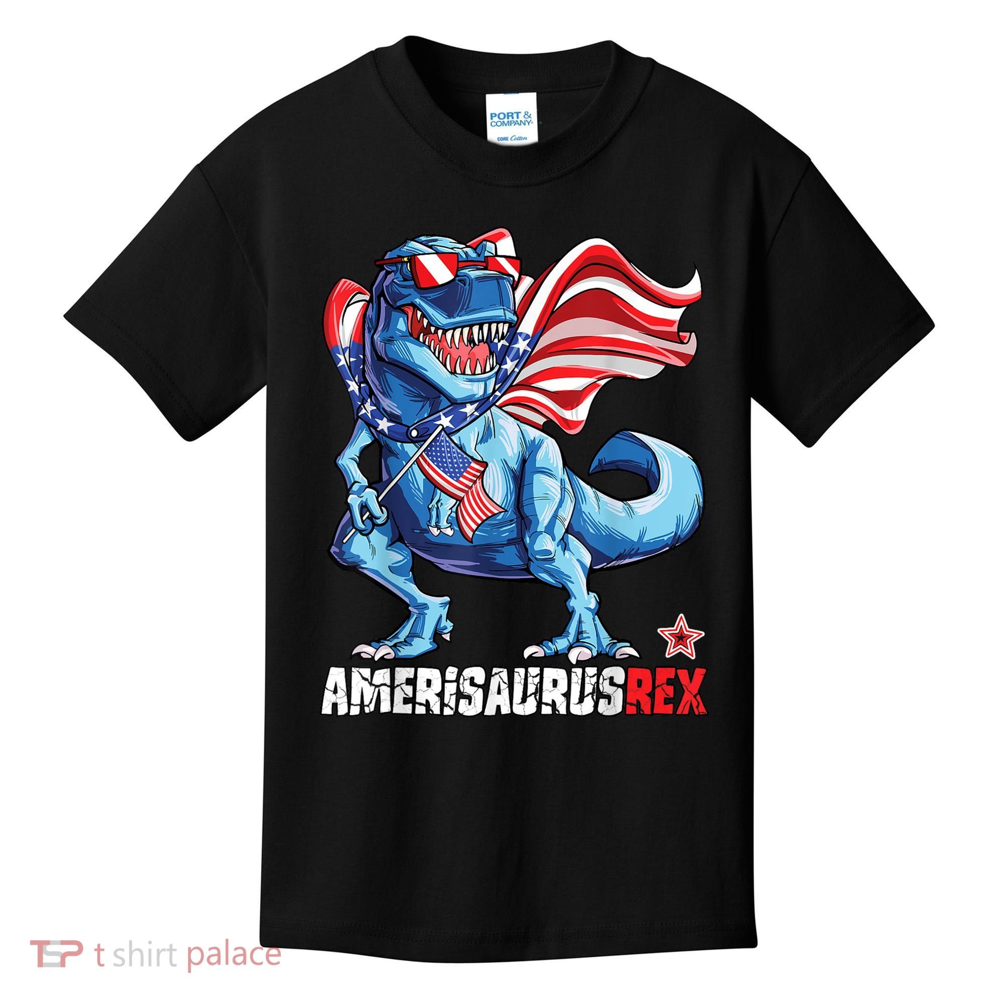 Dinosaur 4th Of July Amerisaurus T Rex Funny Kids T-Shirt