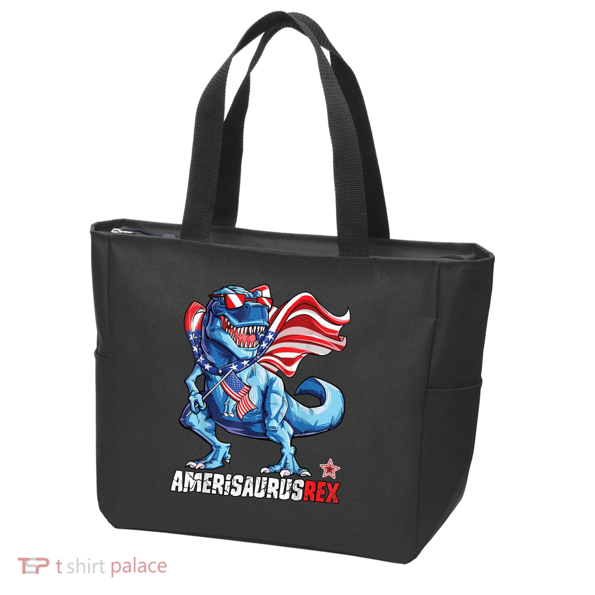 Dinosaur 4th Of July Amerisaurus T Rex Funny Tote Bag