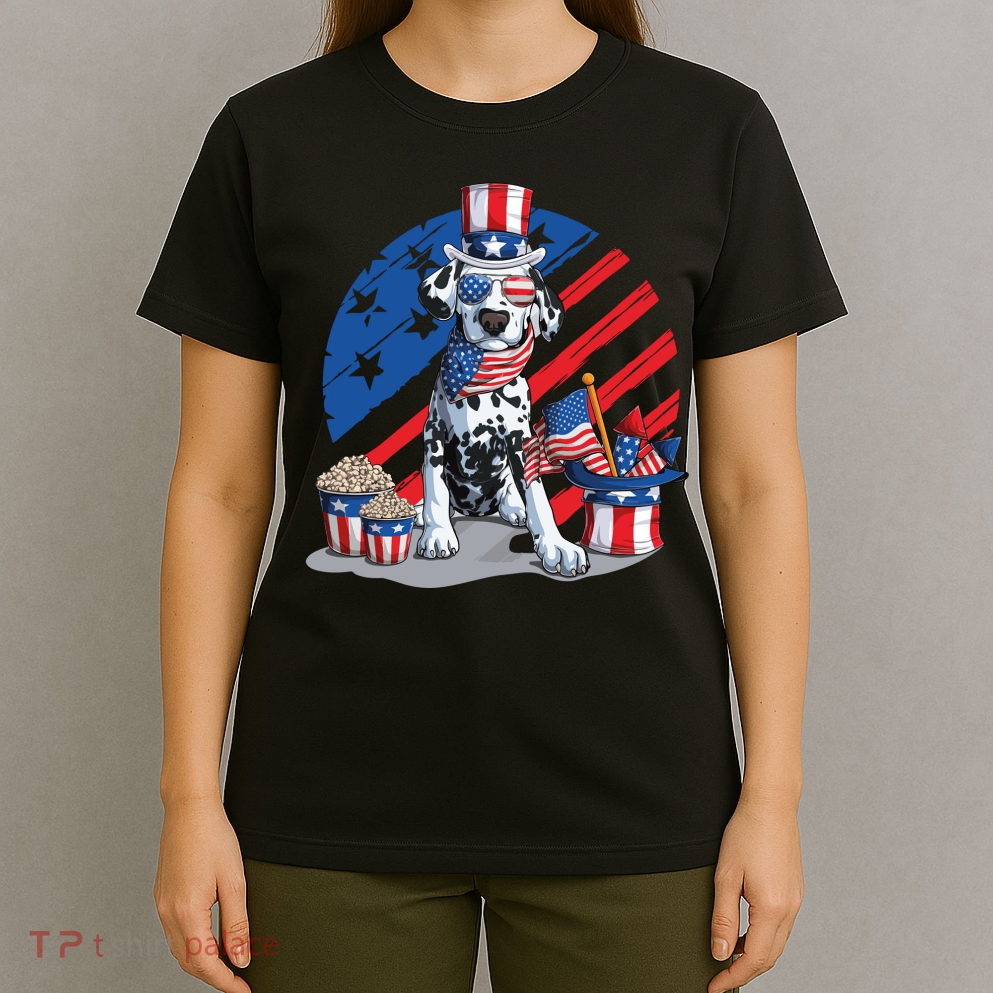 Dalmatian 4th Of July American Sunglasses Dog Puppy Usa Gift T-Shirt