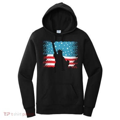 Distressed 4th Of July Liberty Flag Women's Hoodie