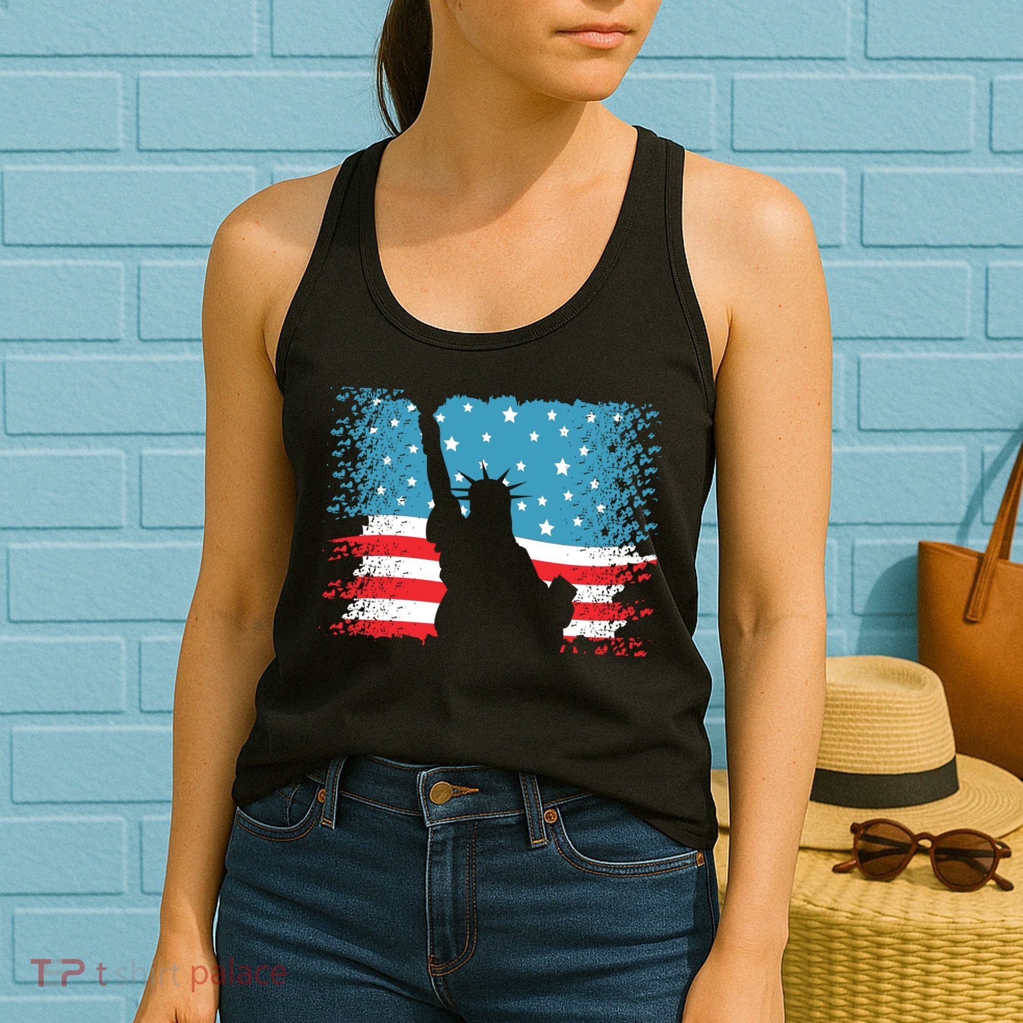Distressed 4th Of July Liberty Flag Women's Tank Top