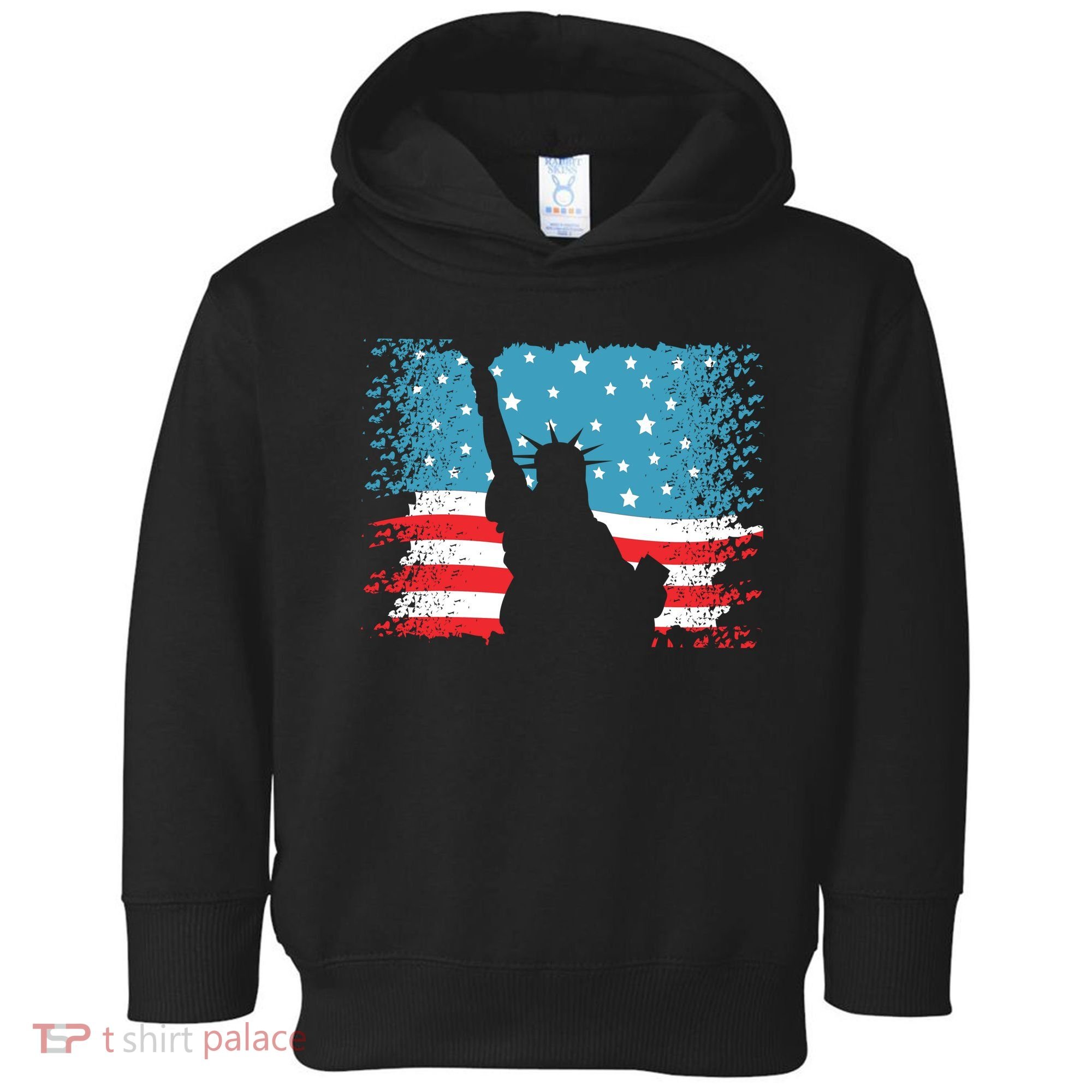 Distressed 4th Of July Liberty Flag Toddler Hoodie