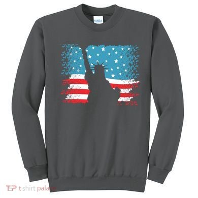 Distressed 4th Of July Liberty Flag Sweatshirt