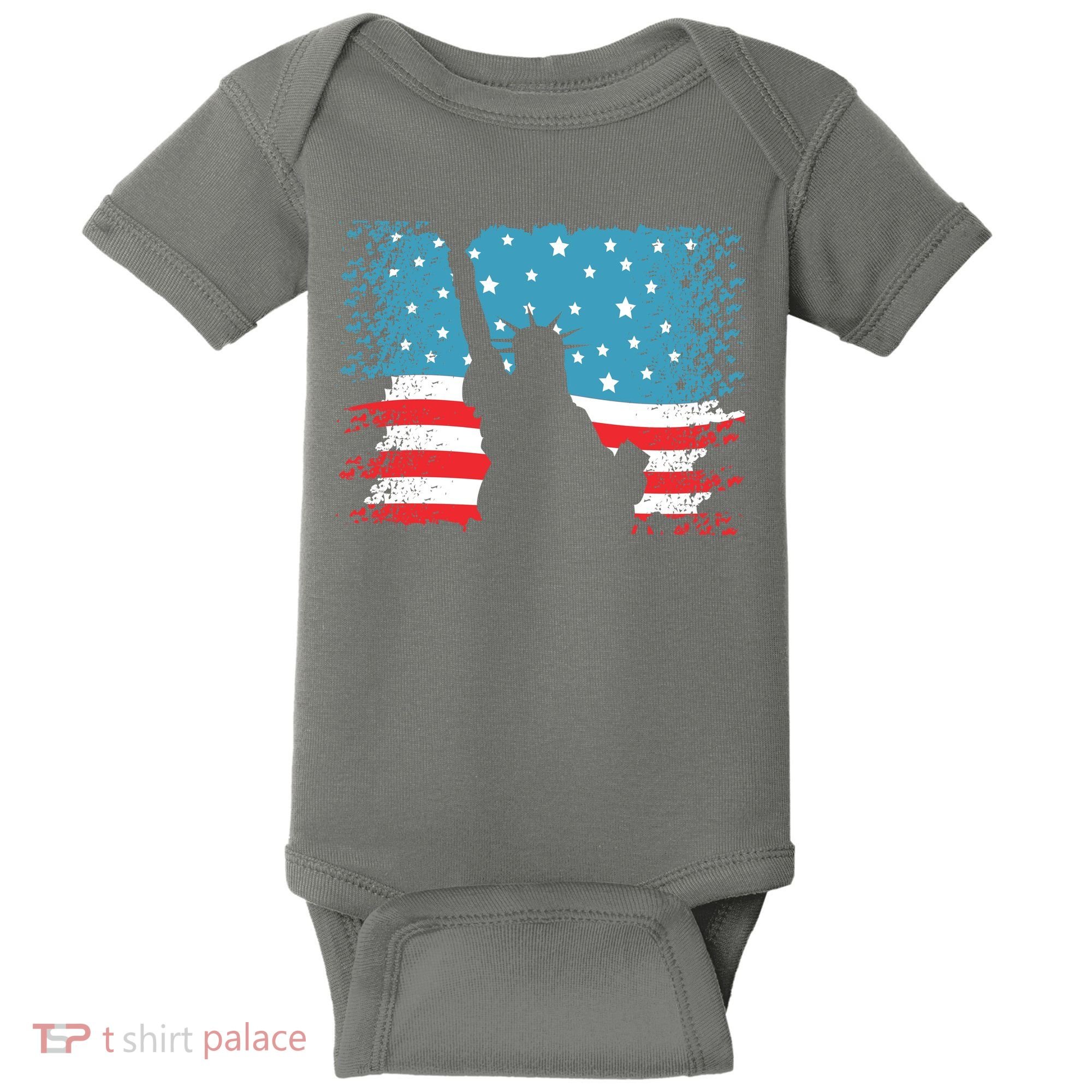 Distressed 4th Of July Liberty Flag Baby Bodysuit