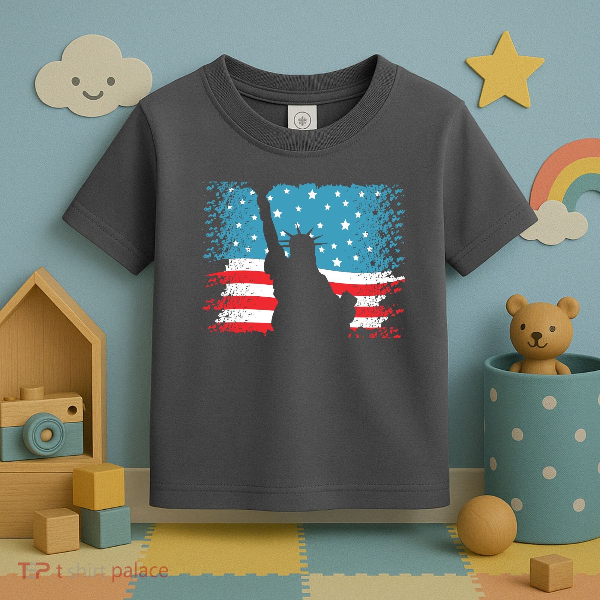 Distressed 4th Of July Liberty Flag Toddler T-Shirt