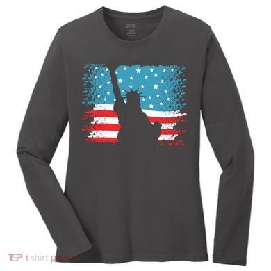 Distressed 4th Of July Liberty Flag Women's Long Sleeve Shirt