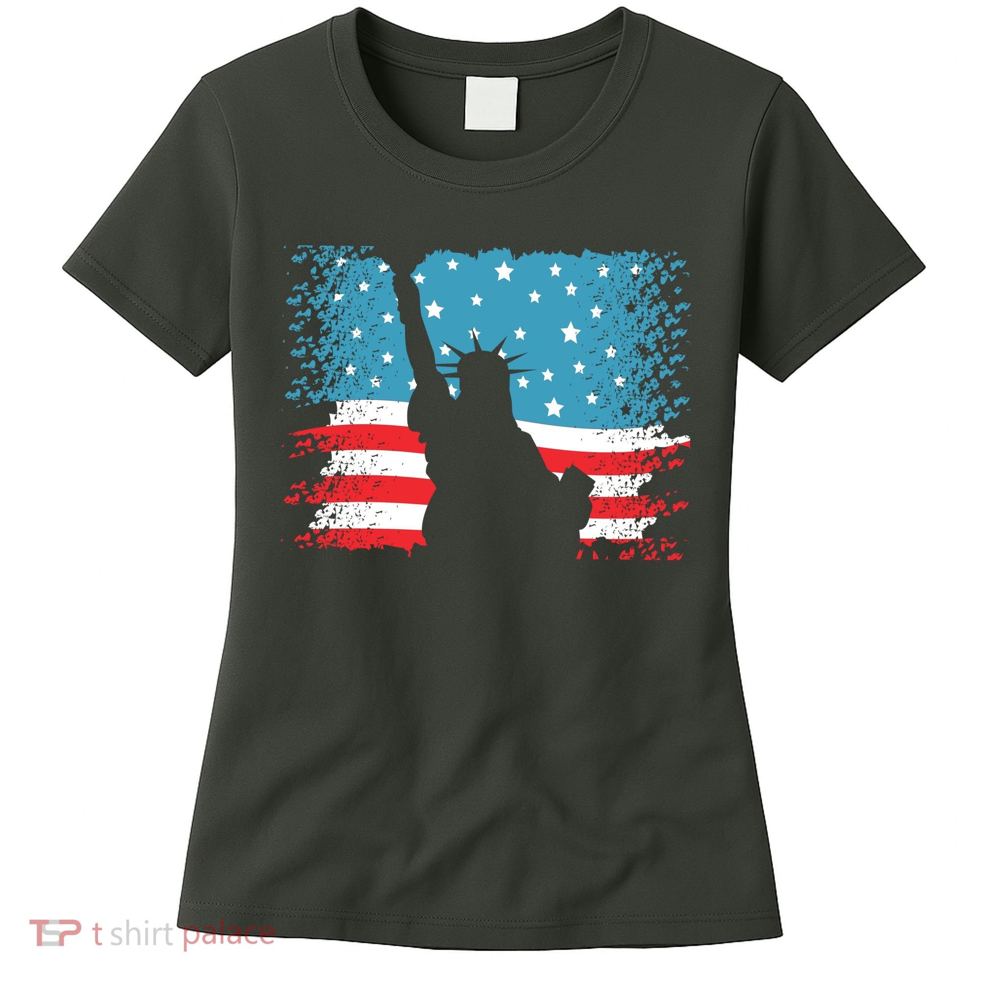 Distressed 4th Of July Liberty Flag Women's T-Shirt