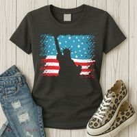 Distressed 4th Of July Liberty Flag Women's T-Shirt thumb 3