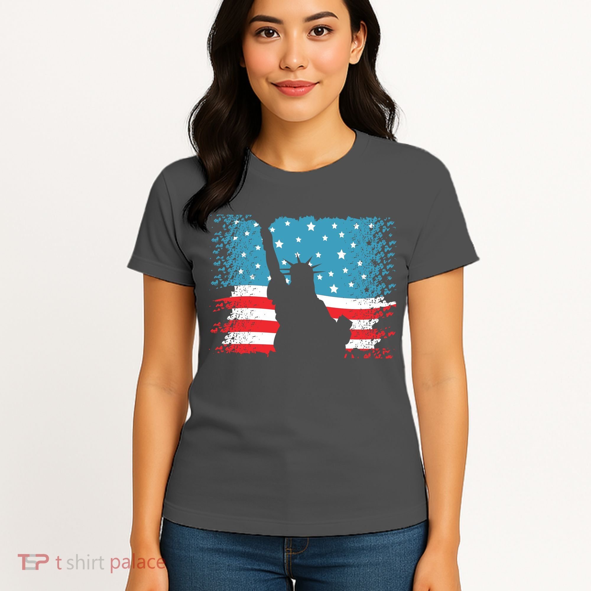 Distressed 4th Of July Liberty Flag Women's T-Shirt