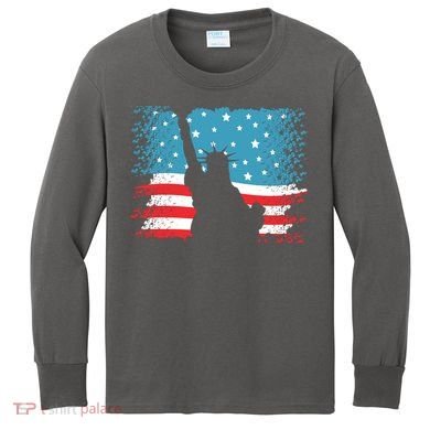 Distressed 4th Of July Liberty Flag Kids Long Sleeve Shirt
