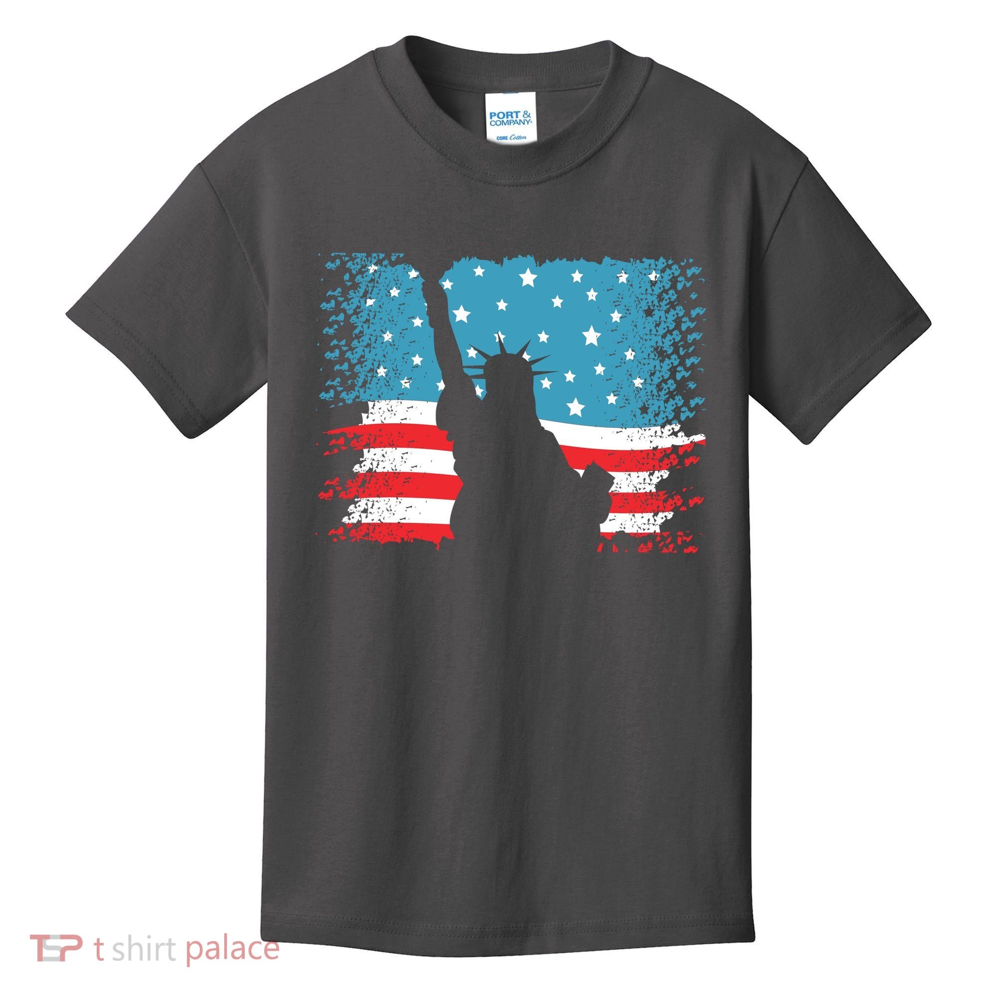 Distressed 4th Of July Liberty Flag Kids T-Shirt