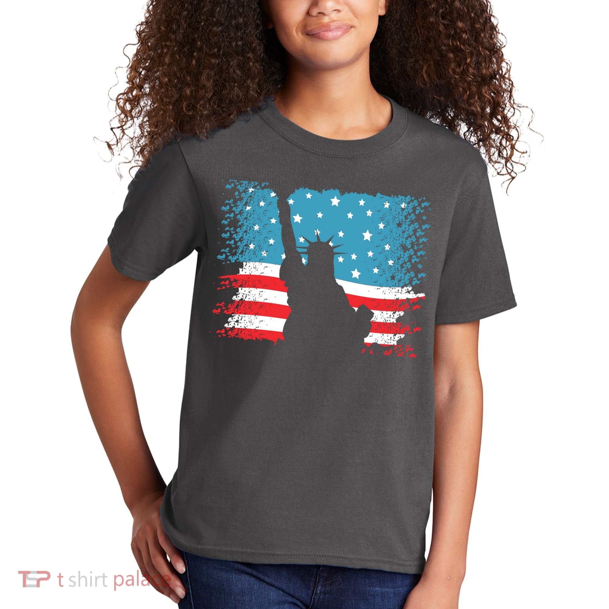 Distressed 4th Of July Liberty Flag Kids T-Shirt