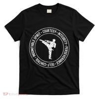 Distressed 5 Tenets Of Taekwondo Taekwondo Kicking T-Shirt thumb 0