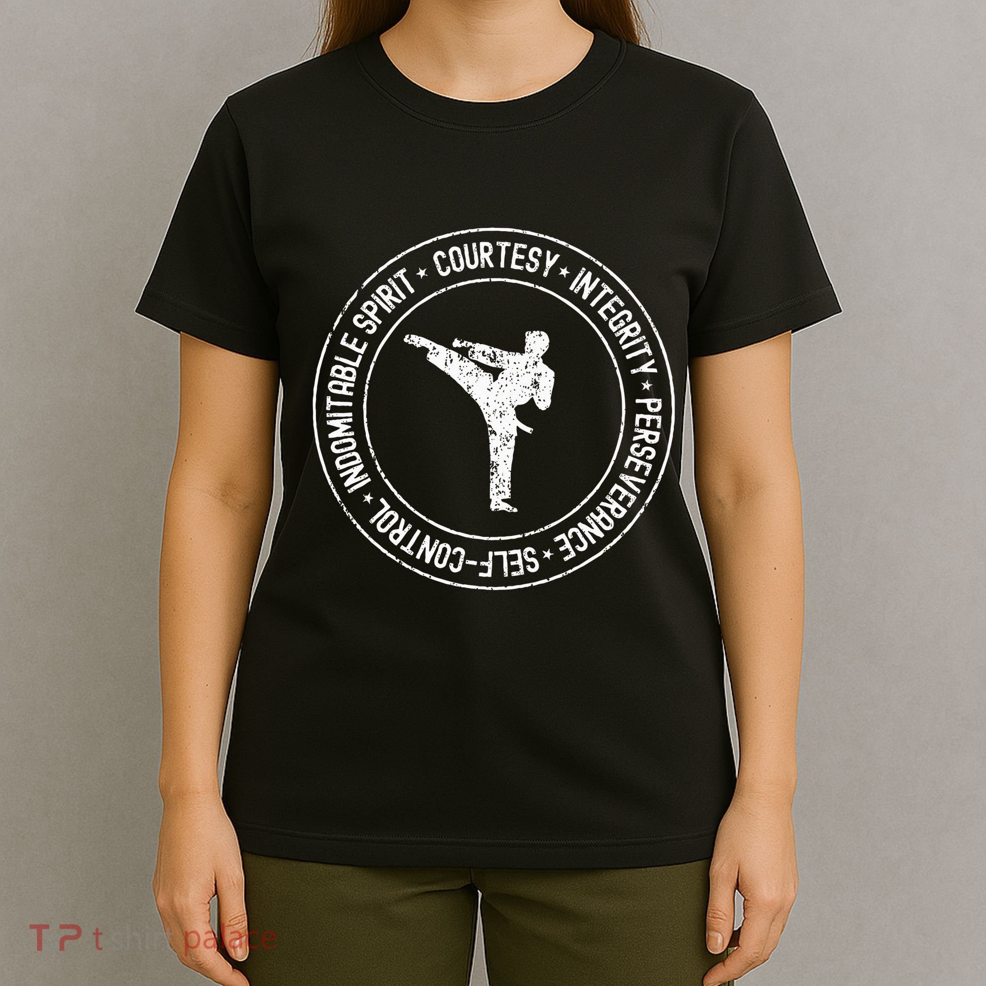 Distressed 5 Tenets Of Taekwondo Taekwondo Kicking T-Shirt