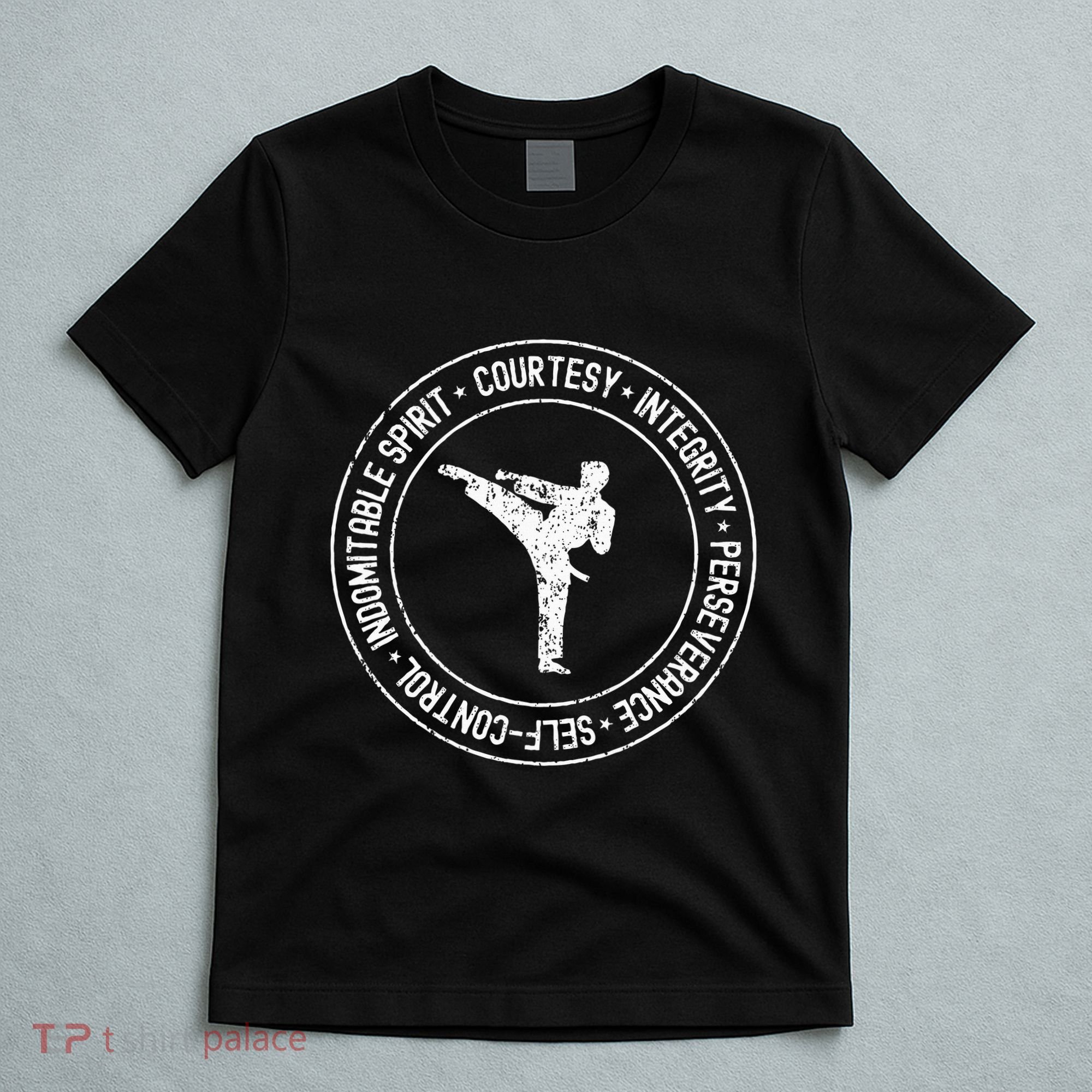 Distressed 5 Tenets Of Taekwondo Taekwondo Kicking T-Shirt