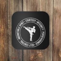Distressed 5 Tenets Of Taekwondo Taekwondo Kicking Coaster thumb 0