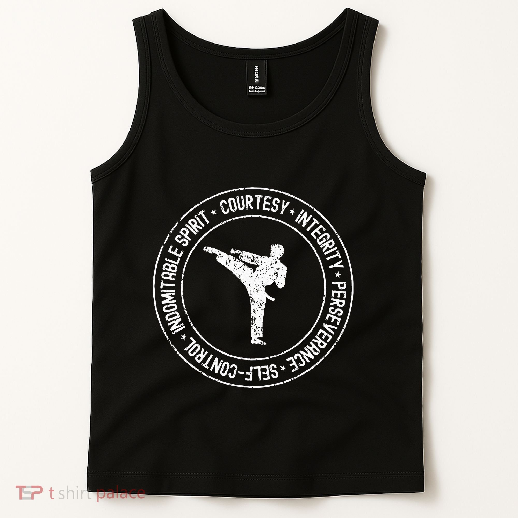 Distressed 5 Tenets Of Taekwondo Taekwondo Kicking Tank Top