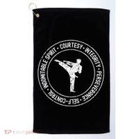 Distressed 5 Tenets Of Taekwondo Taekwondo Kicking Golf Towel thumb 0