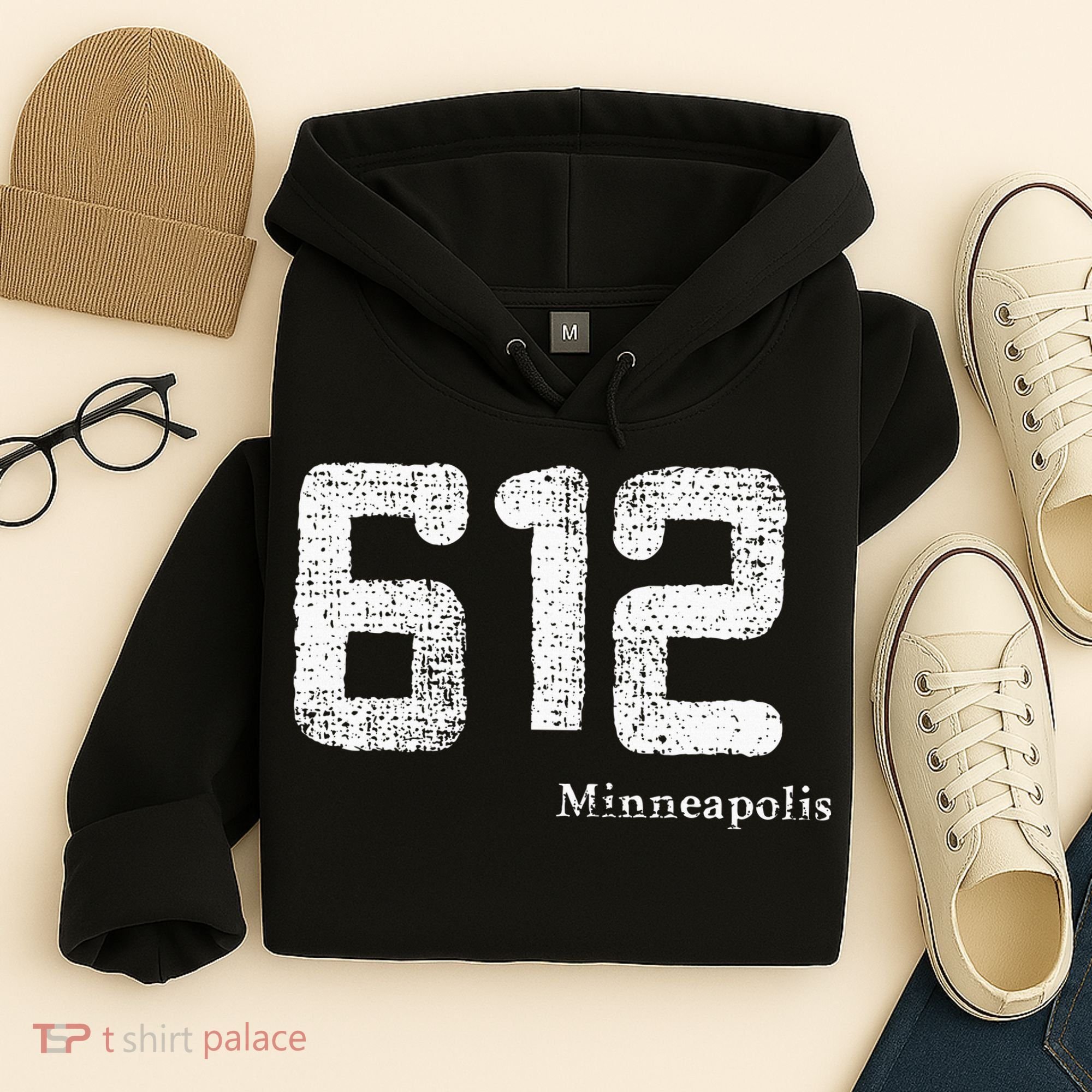Distressed 612 Area Code Minneapolis Minnesota Hoodie