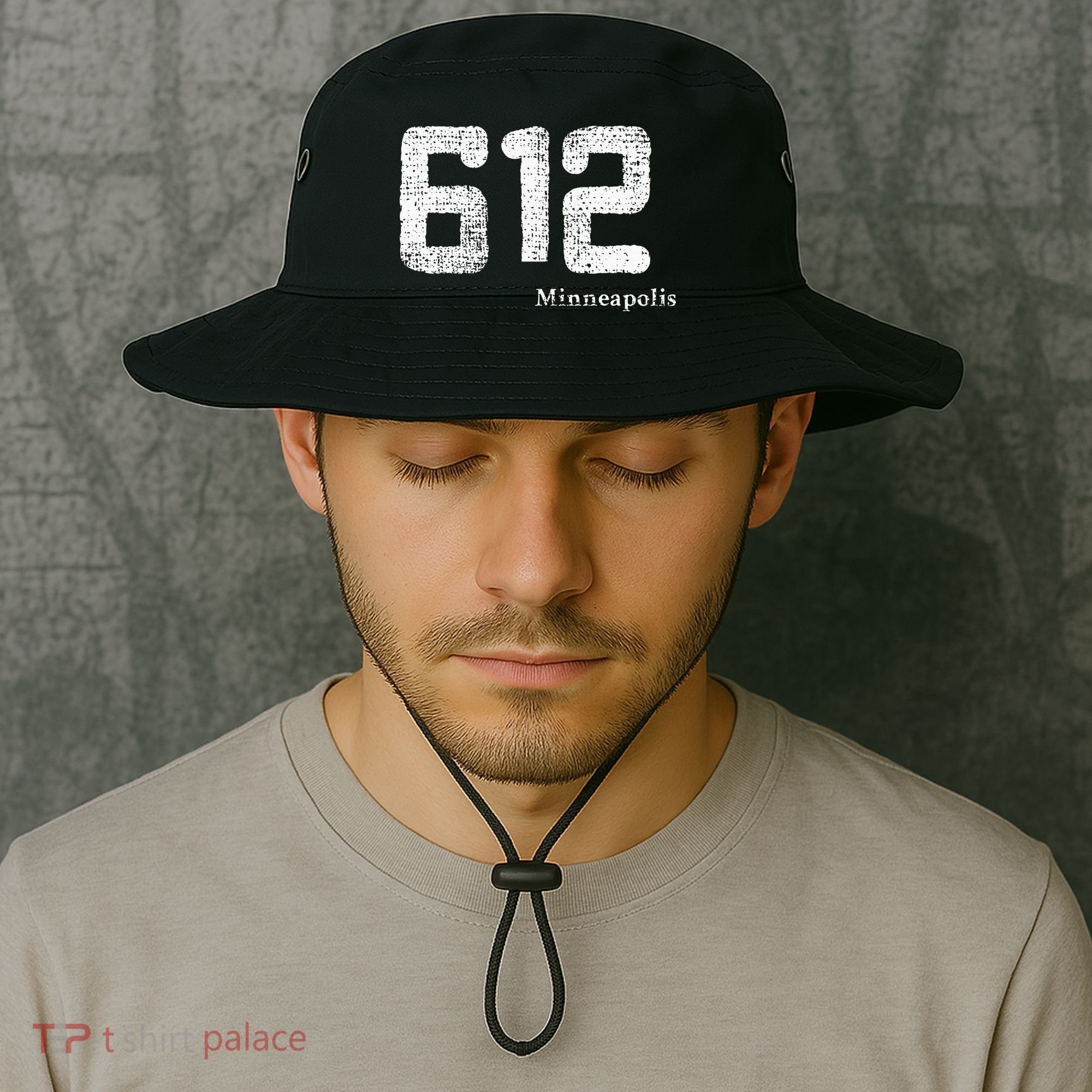 Distressed 612 Area Code Minneapolis Minnesota Bucket Hat