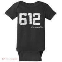 Distressed 612 Area Code Minneapolis Minnesota Baby Bodysuit thumb 0