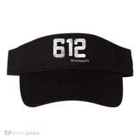 Distressed 612 Area Code Minneapolis Minnesota Visor thumb 0
