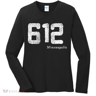 Distressed 612 Area Code Minneapolis Minnesota Women's Long Sleeve Shirt