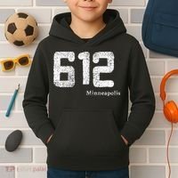 Distressed 612 Area Code Minneapolis Minnesota Kids Hoodie thumb 2