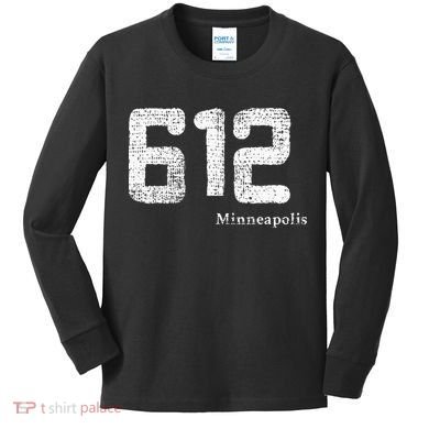 Distressed 612 Area Code Minneapolis Minnesota Kids Long Sleeve Shirt