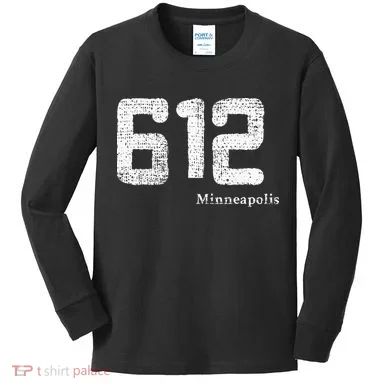 Distressed 612 Area Code Minneapolis Minnesota Kids Long Sleeve Shirt