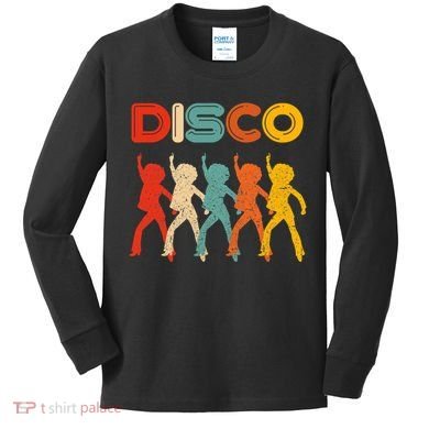 Disco 70s Disco Themed Vintage Retro Dancing Kids Long Sleeve Shirt