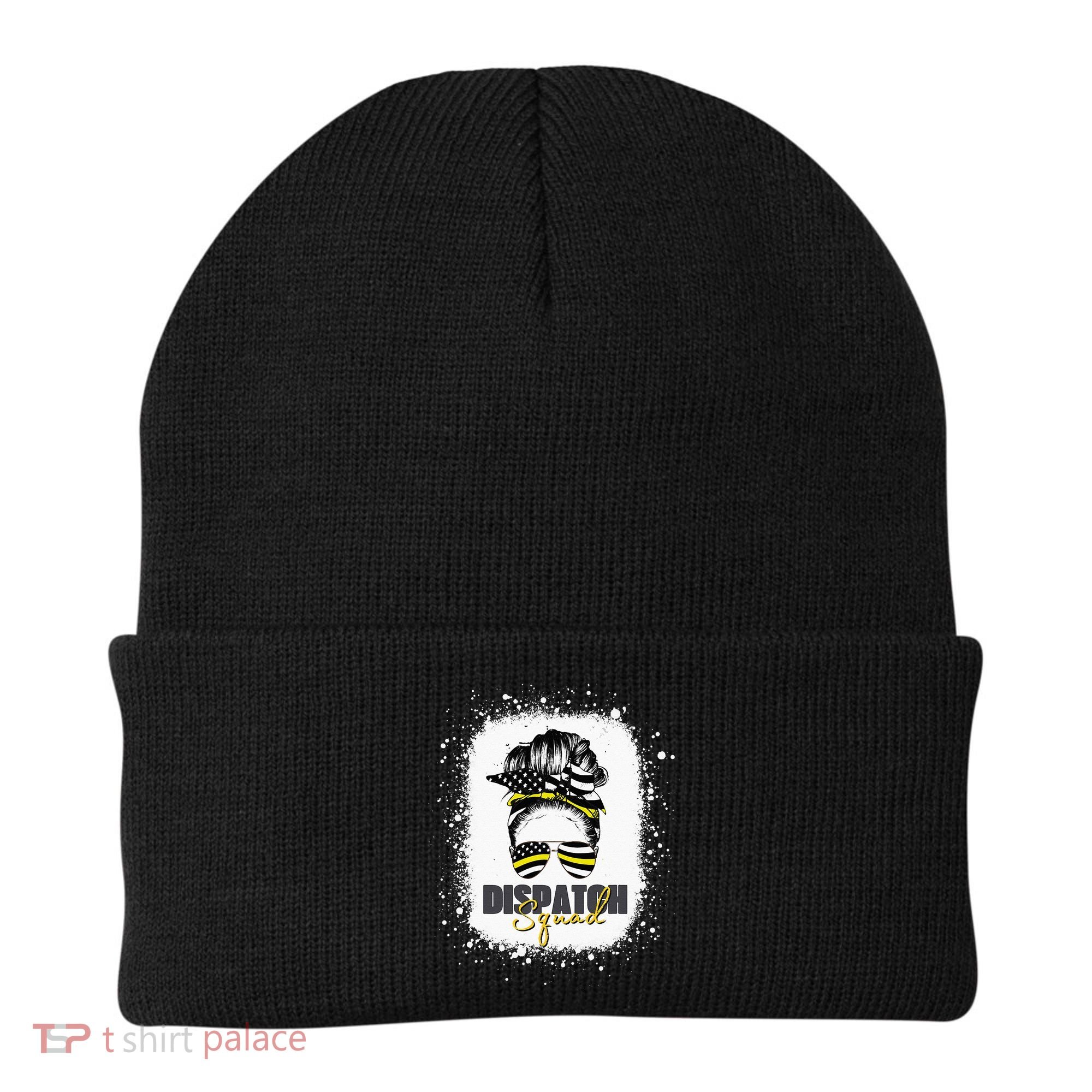 Dispatcher 911 Women Messy Bun American Flag Dispatch Squad Beanie