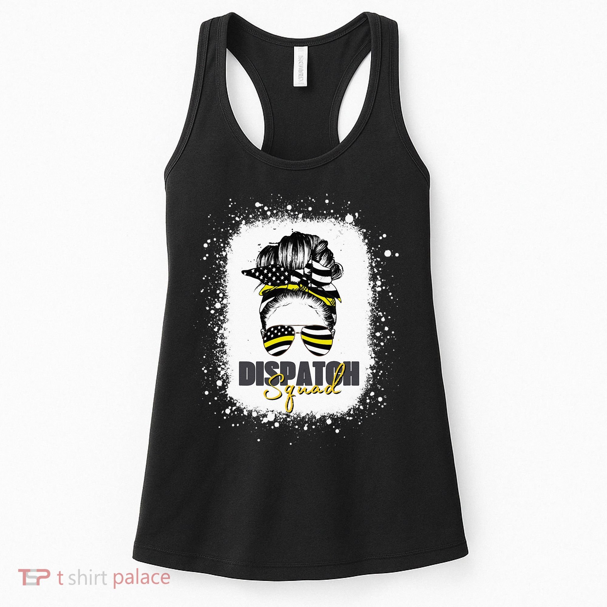 Dispatcher 911 Women Messy Bun American Flag Dispatch Squad Women's Tank Top