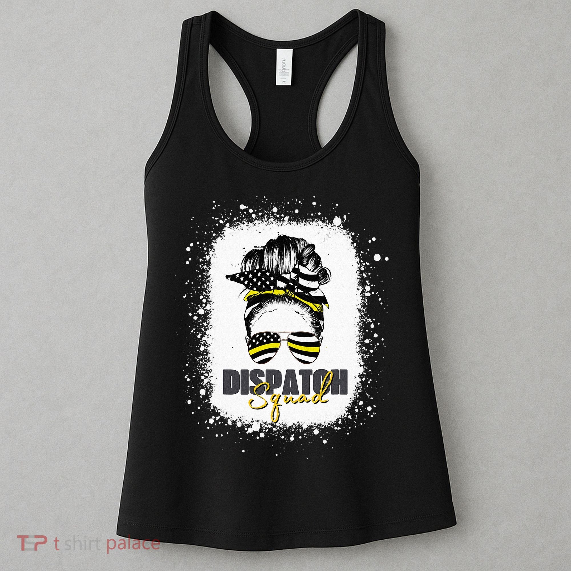 Dispatcher 911 Women Messy Bun American Flag Dispatch Squad Women's Tank Top