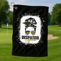 Dispatcher 911 Women Messy Bun American Flag Dispatch Squad Golf Towel thumb 1